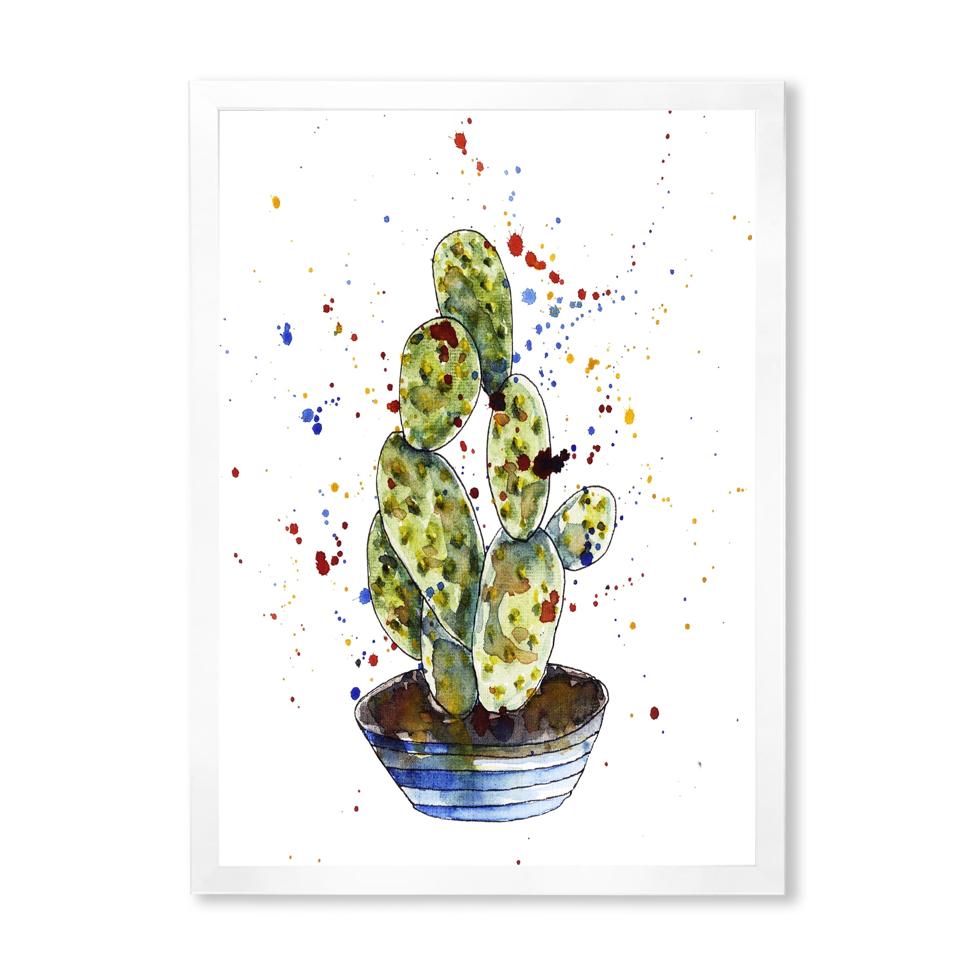 Designart 'Abstract Cactus Houseplant' Traditional Framed Art Print