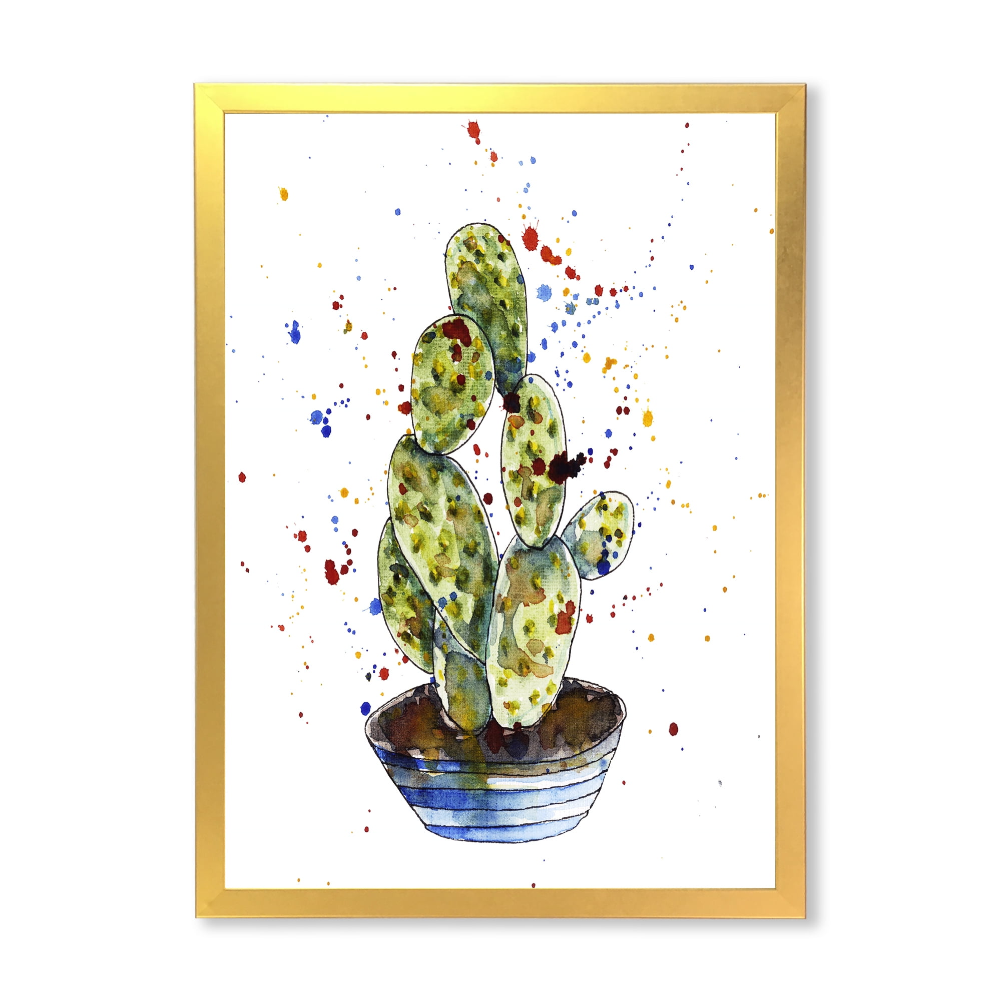 Designart 'Abstract Cactus Houseplant' Traditional Framed Art Print