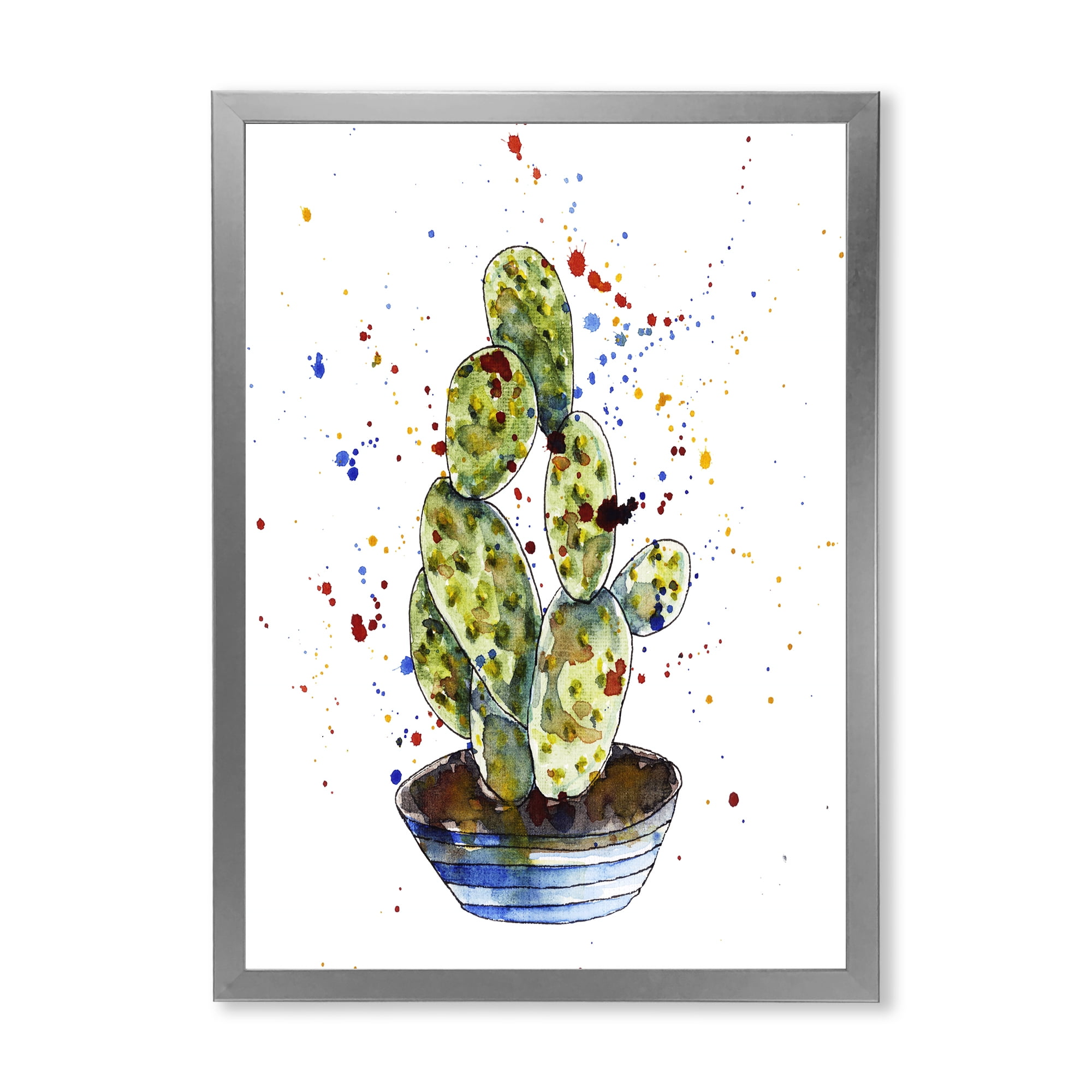 Designart 'Abstract Cactus Houseplant' Traditional Framed Art Print