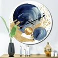 thumbnail image 1 of Designart "Abstract Circle Texture in Dark Blue and Gold I" Modern Geometric Oversized Wall Clock, 1 of 5