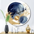 thumbnail image 1 of Designart "Abstract Circle Texture in Dark Blue and Gold I" Modern Geometric Oversized Wall Clock, 1 of 5