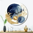 thumbnail image 1 of Designart "Abstract Circle Texture in Dark Blue and Gold I" Modern Geometric Oversized Wall Clock, 1 of 5