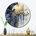 thumbnail image 1 of Designart "Abstract Circle Texture in Dark Blue and Gold IV" Modern Geometric Oversized Wall Clock, 1 of 5