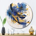 thumbnail image 1 of Designart "Abstract Circle Texture in Dark Blue and Gold V" Modern Geometric Oversized Wall Clock, 1 of 5