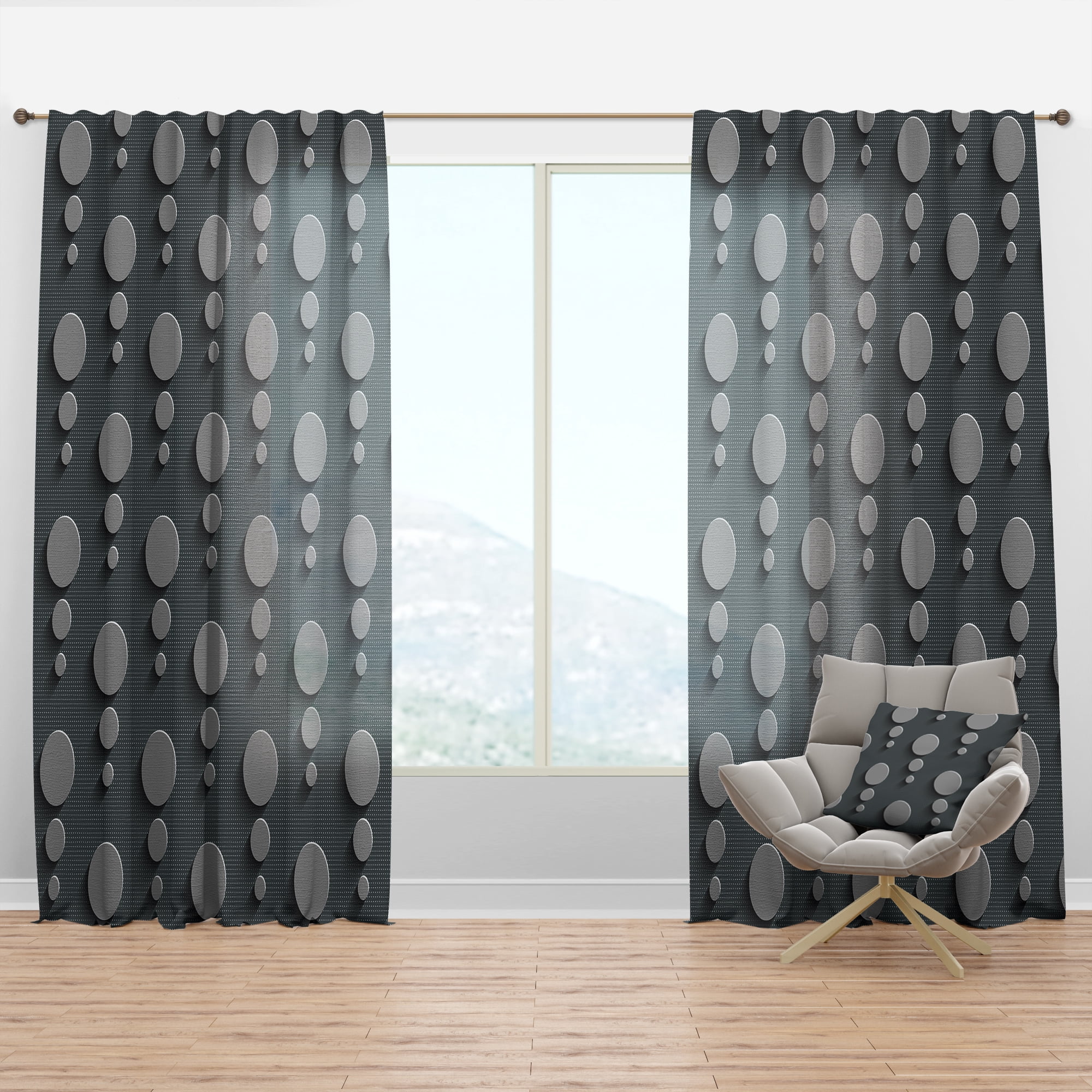 Designart 'Abstract Circles Technology' Modern & Contemporary Curtain Panel
