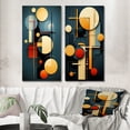 thumbnail image 1 of Designart "Abstract Circular Geometrics in Retro Bliss VI" Modern Geometric Wall Art Set Of 2 - Modern Yellow Gallery Wall Set For Home Decor, 1 of 6
