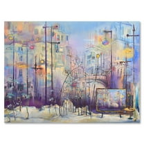 Designart ' Abstract Cityscape With Pastel ' Modern Canvas Wall Art Print
