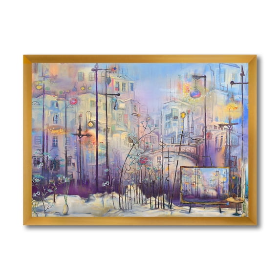 Designart 'Abstract Cityscape With Pastel ' Modern Framed Art Print