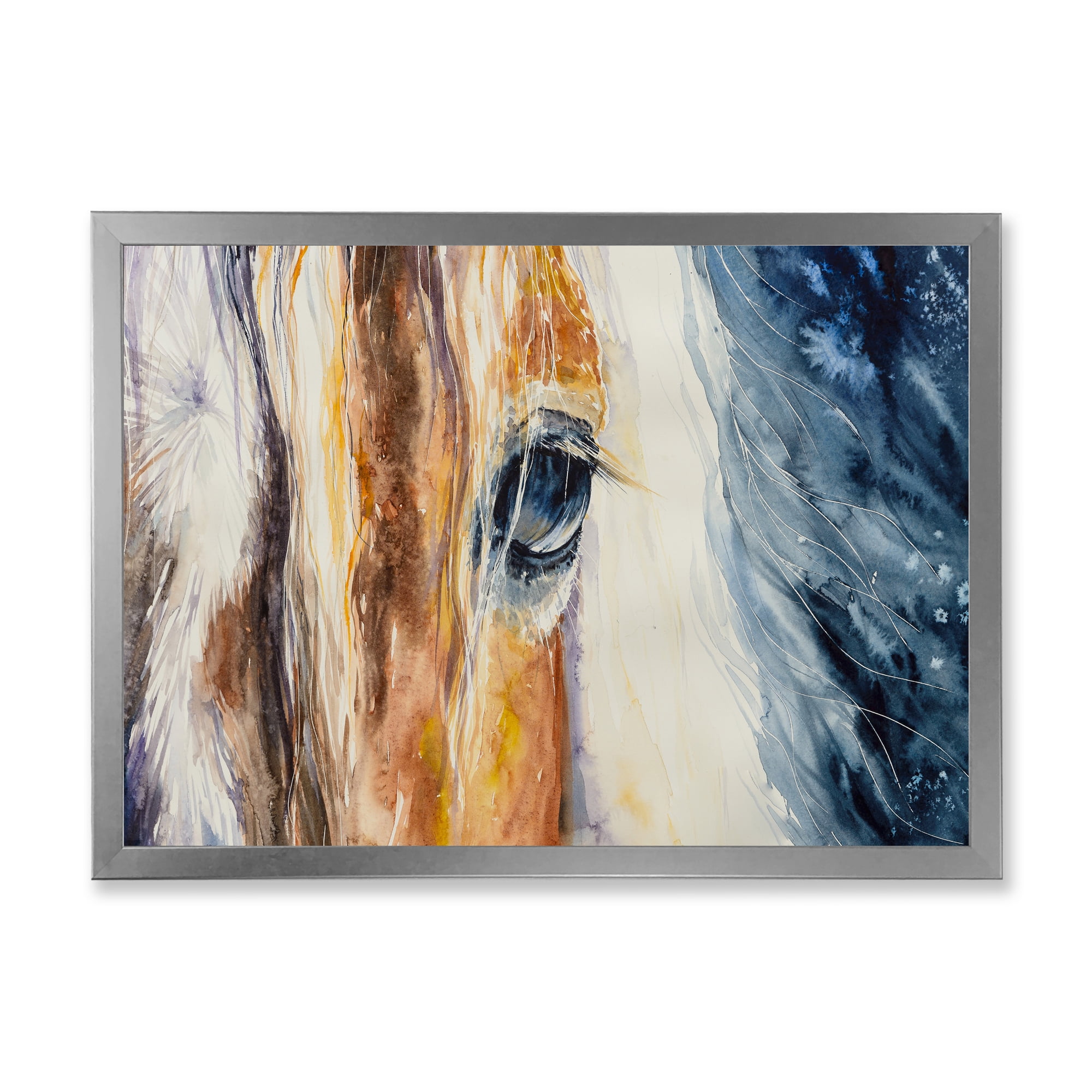 Designart 'Abstract Close-Up of A Beautiful Horses Eye I' Farmhouse Framed Art Print