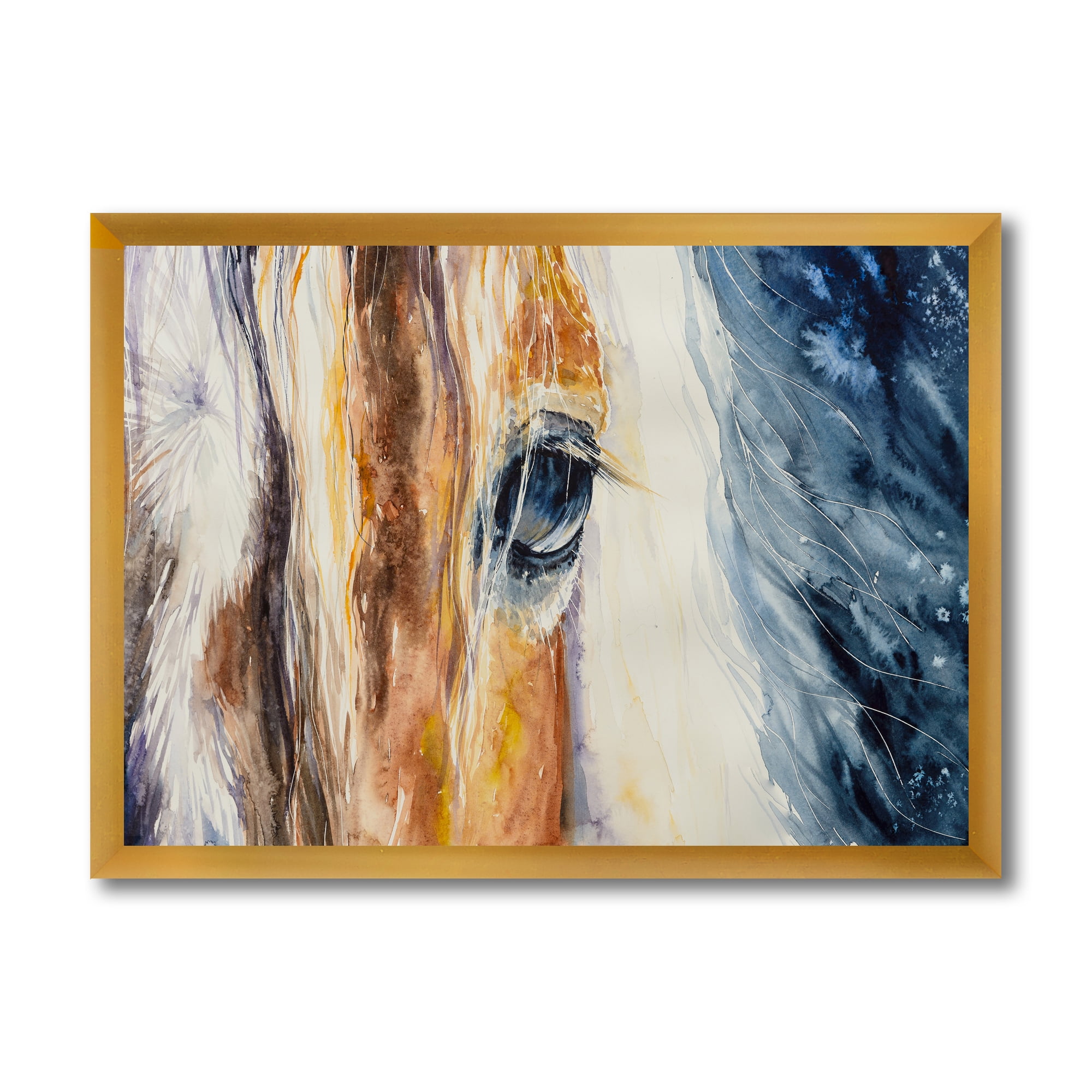 Designart 'Abstract Close-Up of A Beautiful Horses Eye I' Farmhouse Framed Art Print