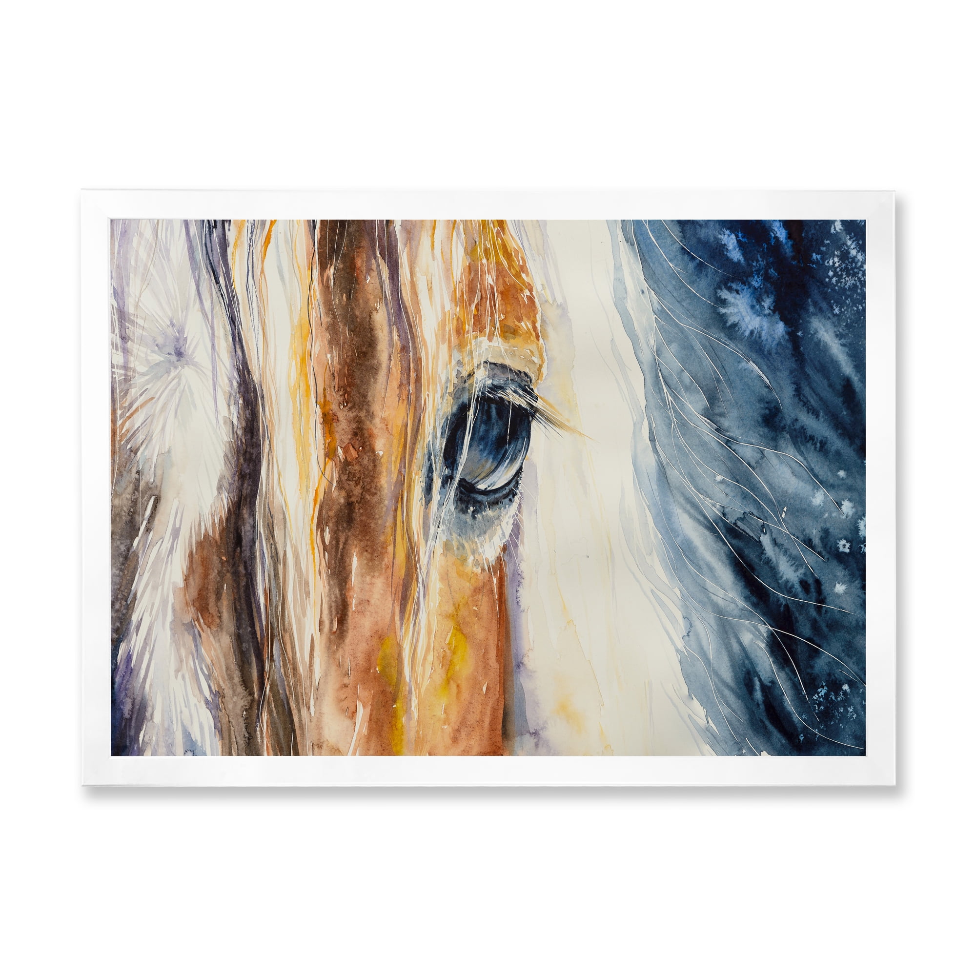 Designart 'Abstract Close-Up of A Beautiful Horses Eye I' Farmhouse Framed Art Print