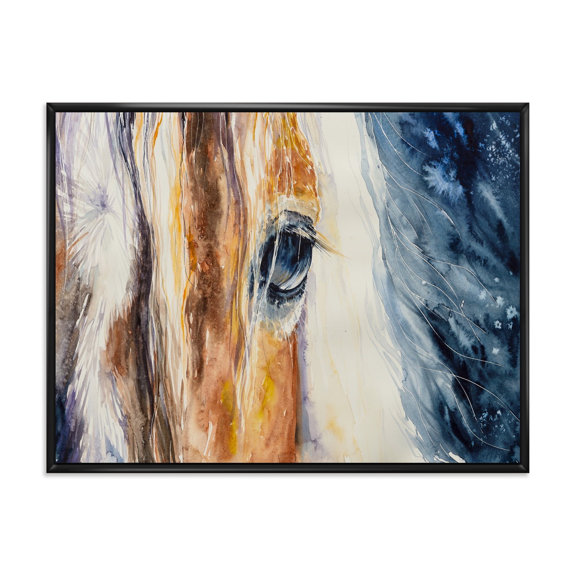 Designart 'Abstract Close-Up of A Beautiful Horses Eye I' Farmhouse Framed Canvas Wall Art Print