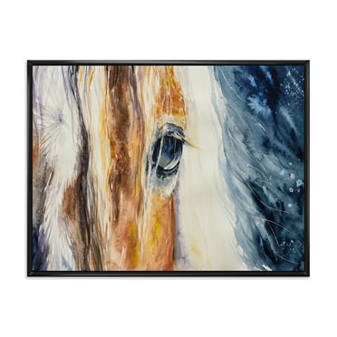 Designart 'Abstract Close-Up of A Beautiful Horses Eye I' Farmhouse Framed Canvas Wall Art Print