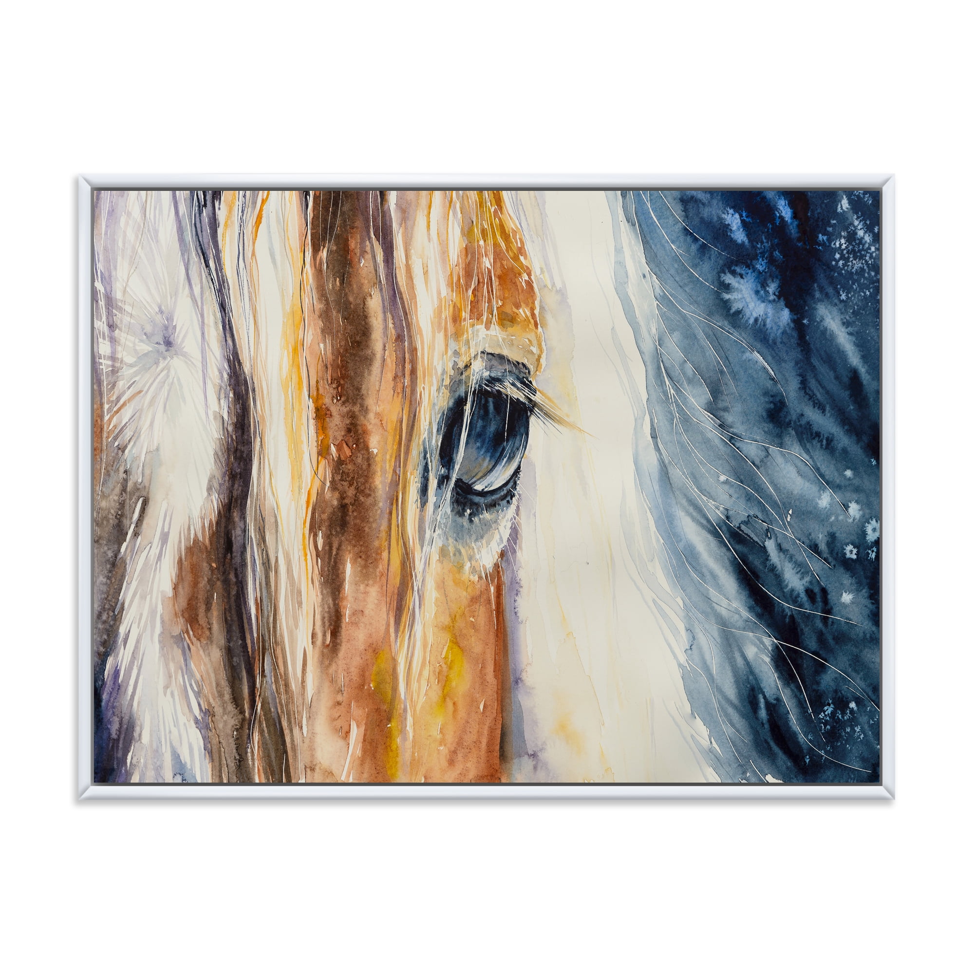 Designart 'Abstract Close-Up of A Beautiful Horses Eye I' Farmhouse Framed Canvas Wall Art Print