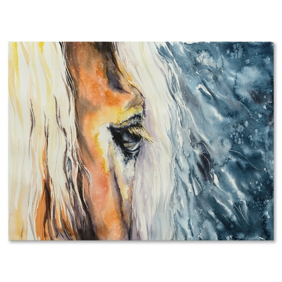 Designart ' Abstract Close-Up of A Beautiful Horses Eye II ' Farmhouse Canvas Wall Art Print