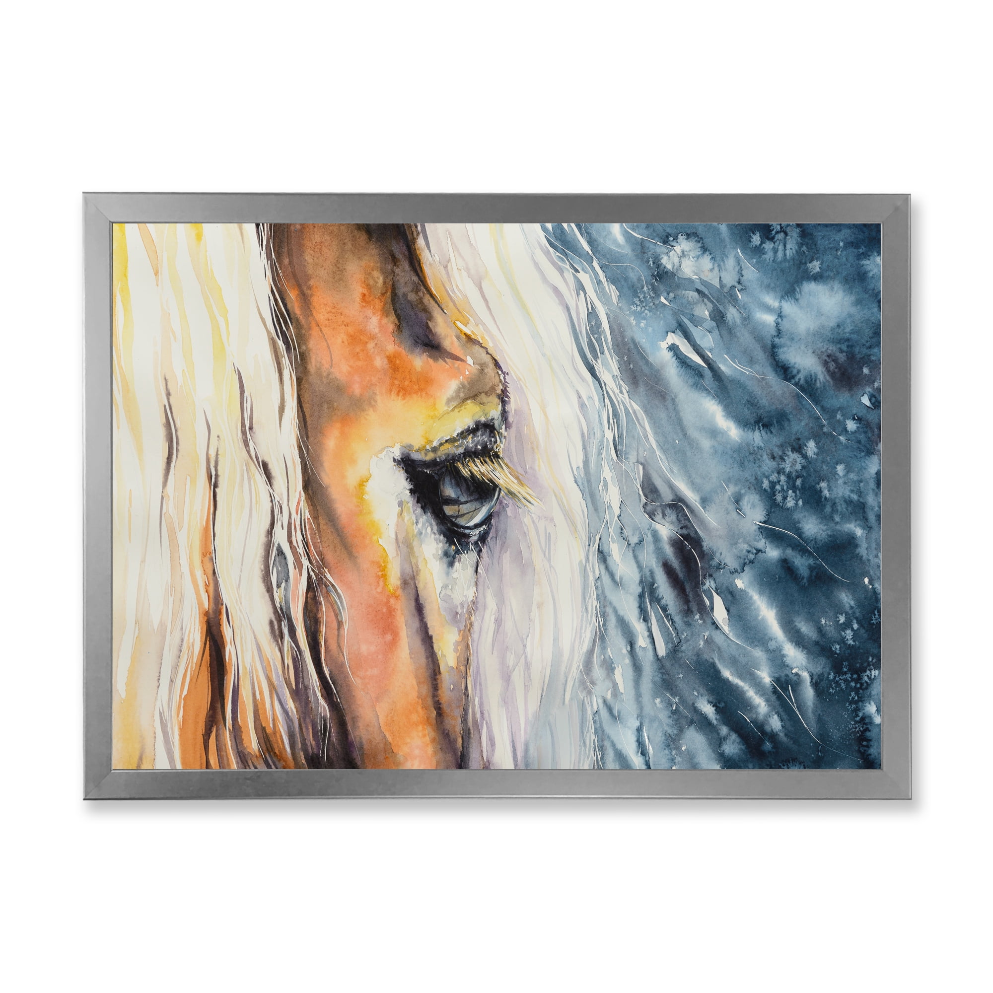 Designart 'Abstract Close-Up of A Beautiful Horses Eye II' Farmhouse Framed Art Print