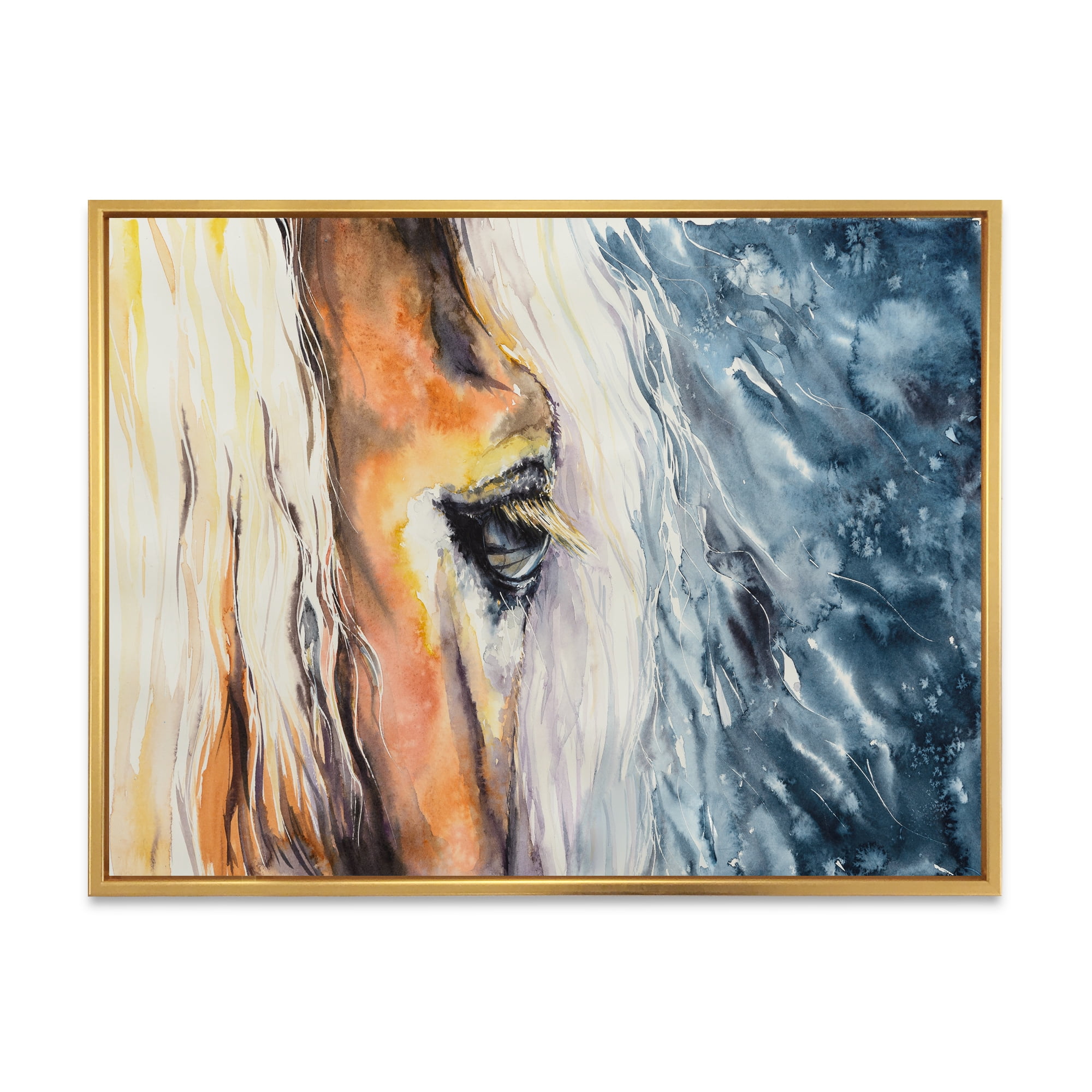 Designart 'Abstract Close-Up of A Beautiful Horses Eye II' Farmhouse Framed Canvas Wall Art Print