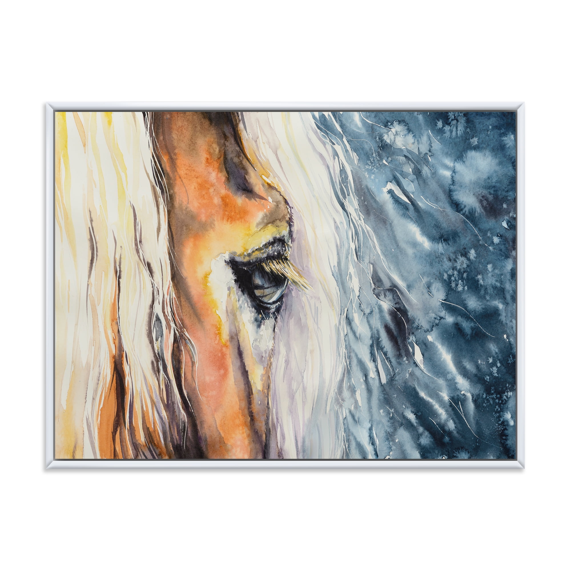 Designart 'Abstract Close-Up of A Beautiful Horses Eye II' Farmhouse Framed Canvas Wall Art Print