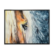 Designart 'Abstract Close-Up of A Beautiful Horses Eye II' Farmhouse Framed Canvas Wall Art Print