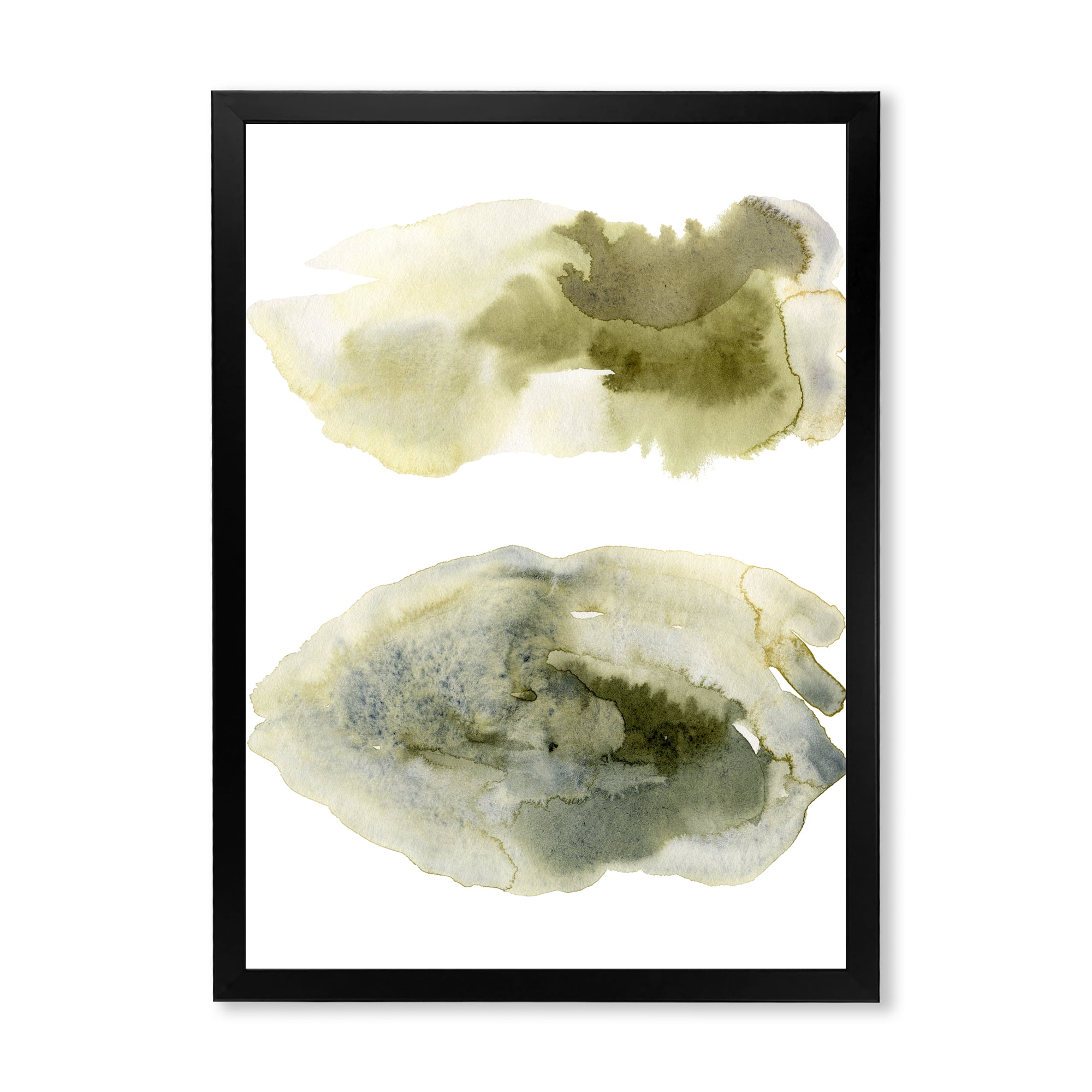Designart 'Abstract Clouds In Dark Green I' Modern Framed Art Print