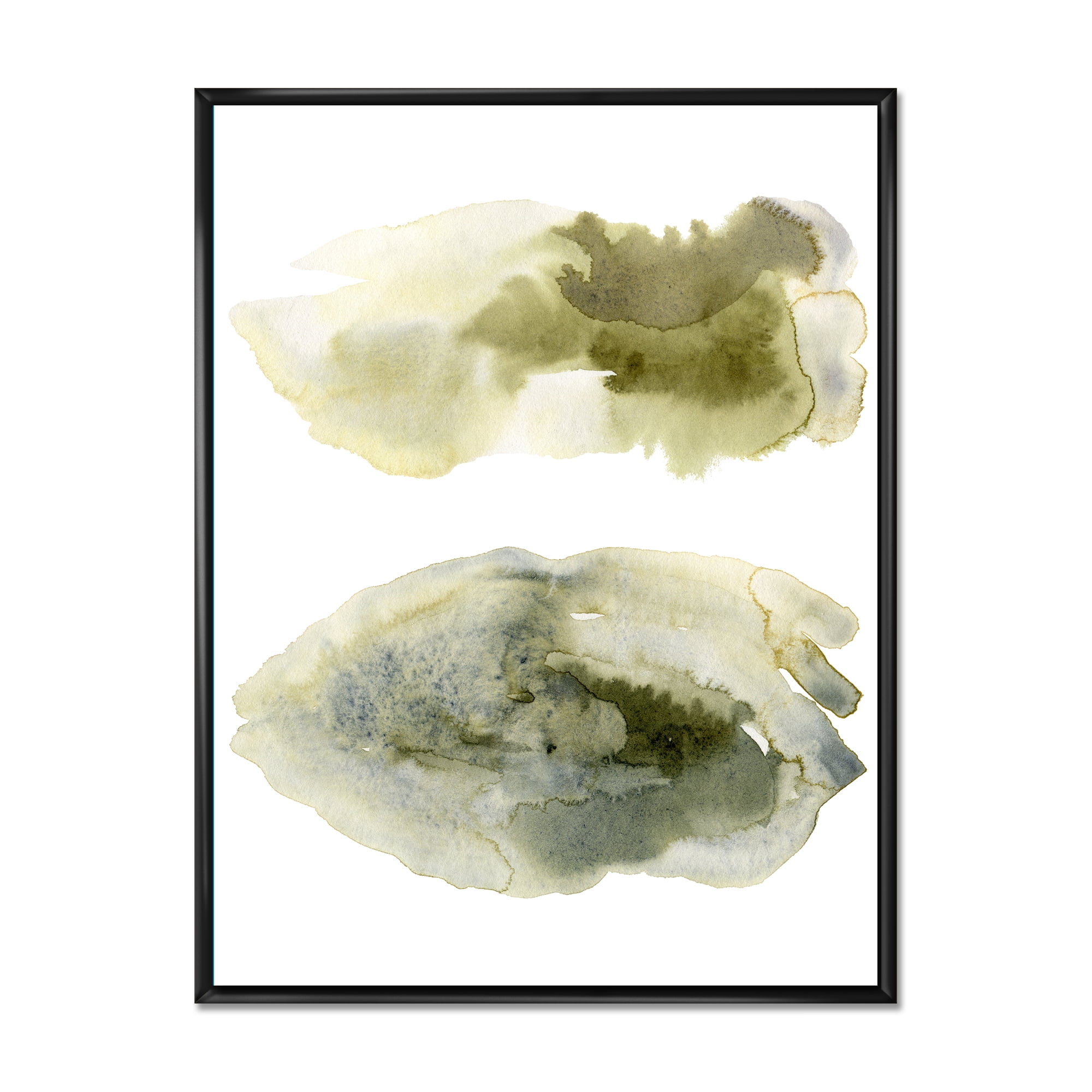 Designart 'Abstract Clouds In Dark Green I' Modern Framed Canvas Wall Art Print