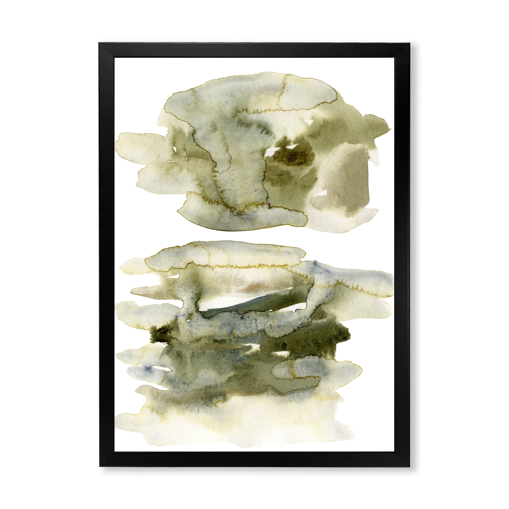 Designart 'Abstract Clouds In Dark Green II' Modern Framed Art Print