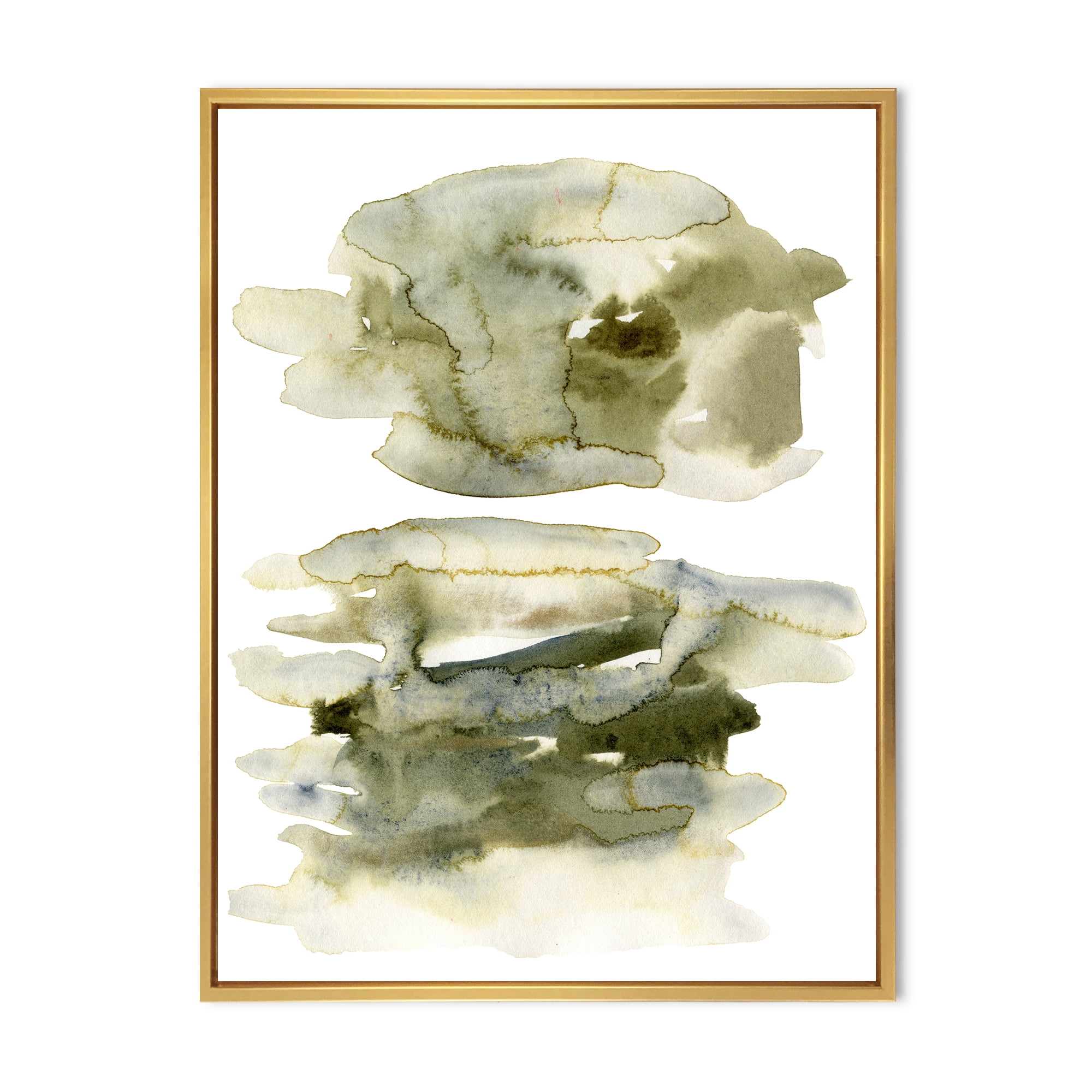 Designart 'Abstract Clouds In Dark Green II' Modern Framed Canvas Wall Art Print