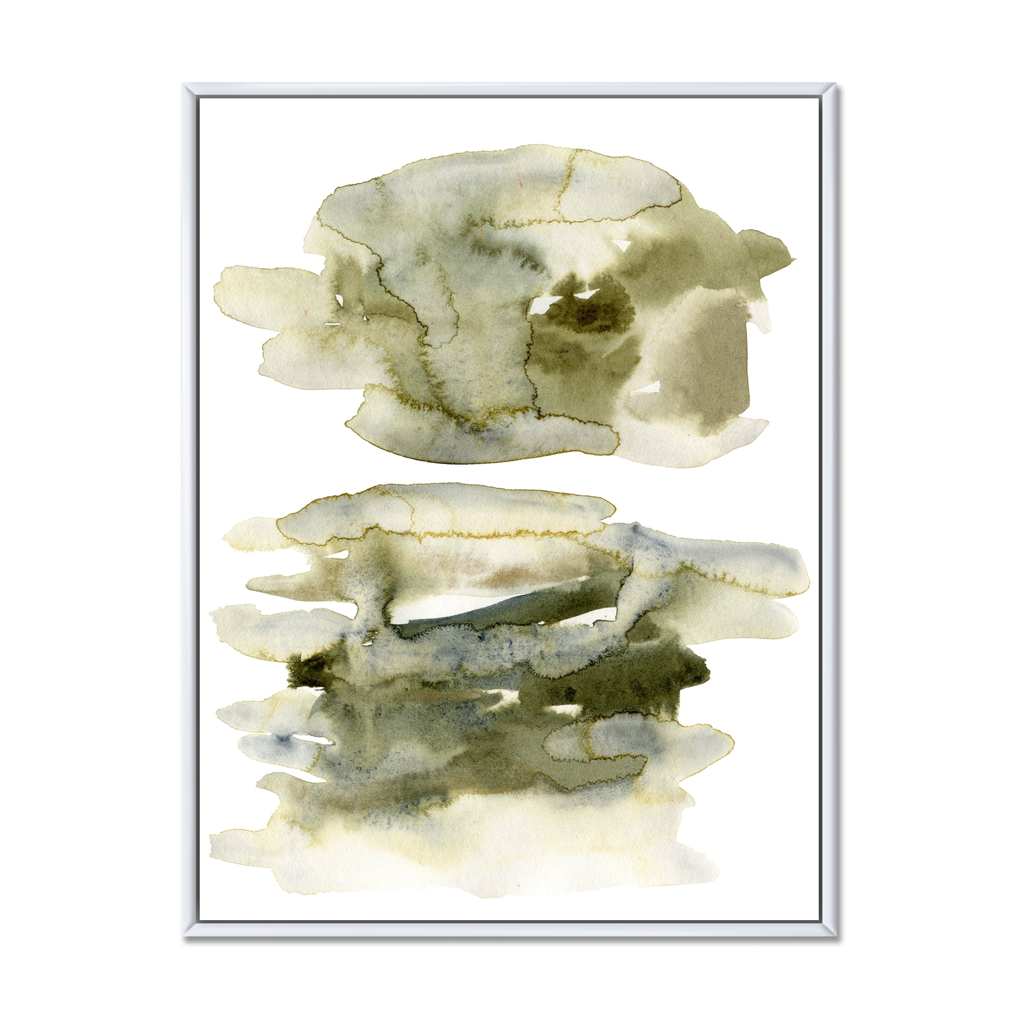 Designart 'Abstract Clouds In Dark Green II' Modern Framed Canvas Wall Art Print