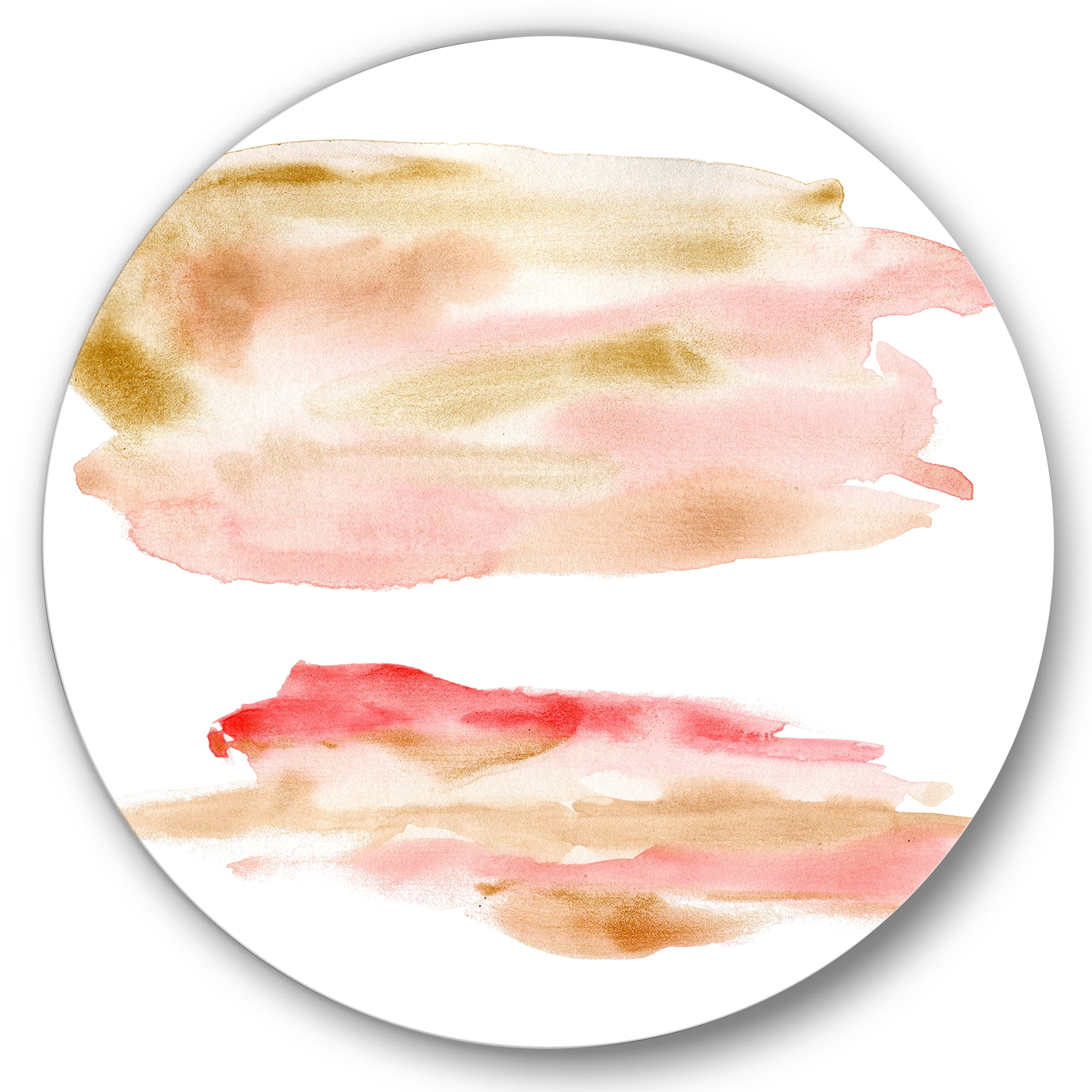 Designart 'Abstract Clouds Set With Pink Gold Beige and Red' Modern Circle Metal Wall Art 29x29 - Disc of 29