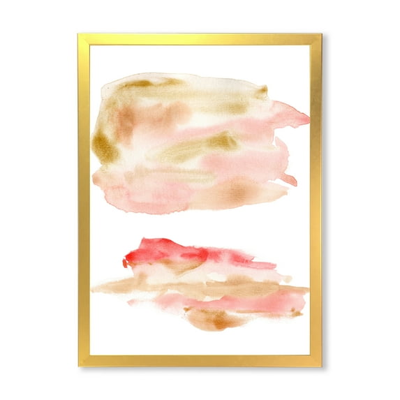 Designart 'Abstract Clouds Set With Pink Gold Beige and Red' Modern Framed Art Print