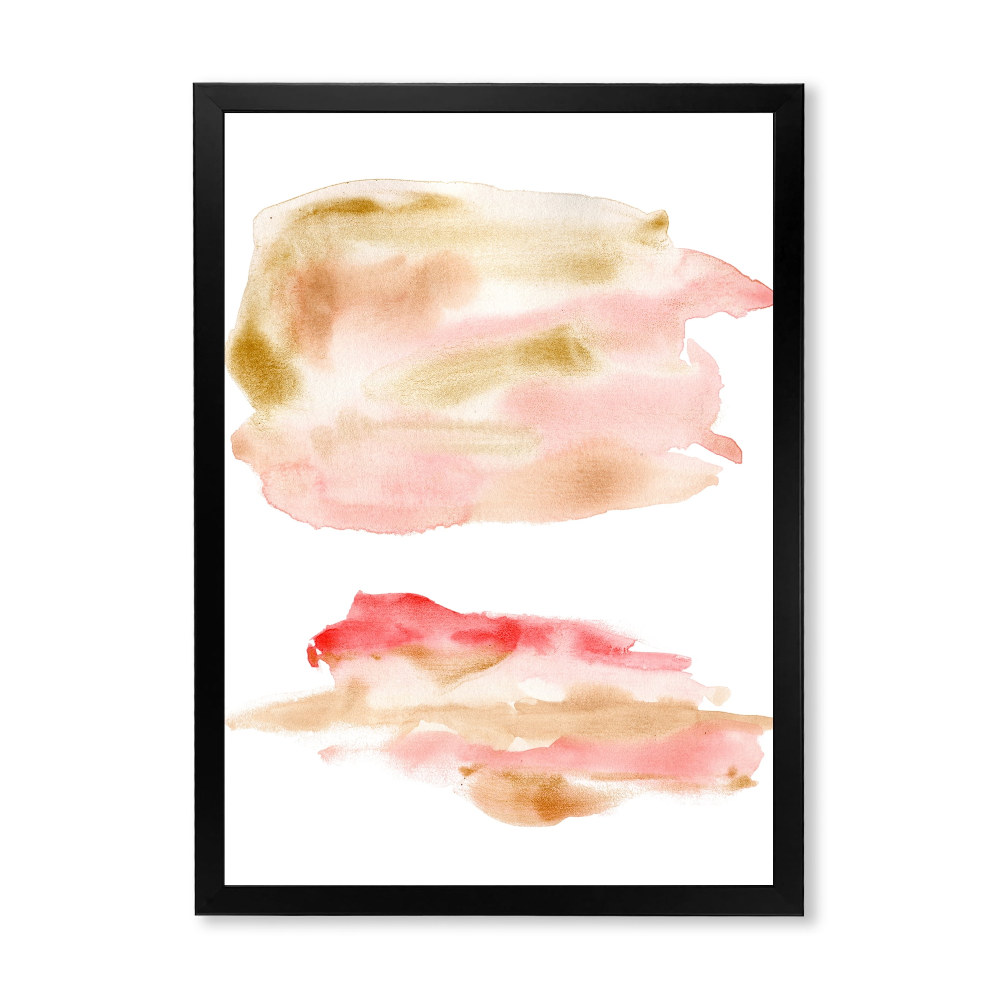 Designart 'Abstract Clouds Set With Pink Gold Beige and Red' Modern Framed Art Print