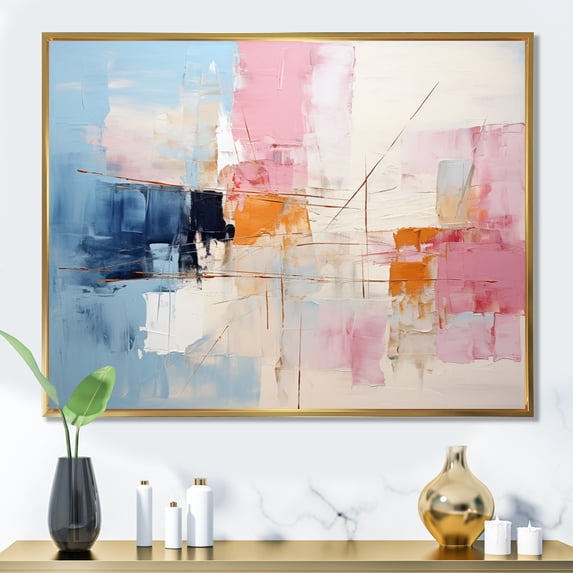 Designart "Abstract Collage IV" Abstract Collages Floater Framed Wall Art Print