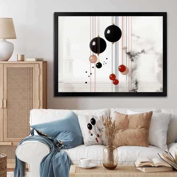 Designart "Abstract Collages Transcendent Shapes II" Abstract Framed Wall Art Decor - Modern Black Abstract Collages Bedroom Framed Canvas Wall Art