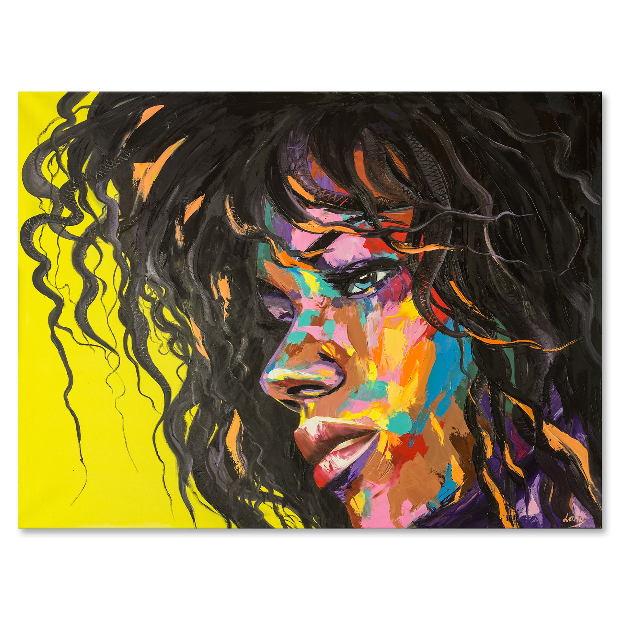 Designart ' Abstract Colorful Fantasy Portrait Of A Young Woman I ' Modern Canvas Wall Art Print