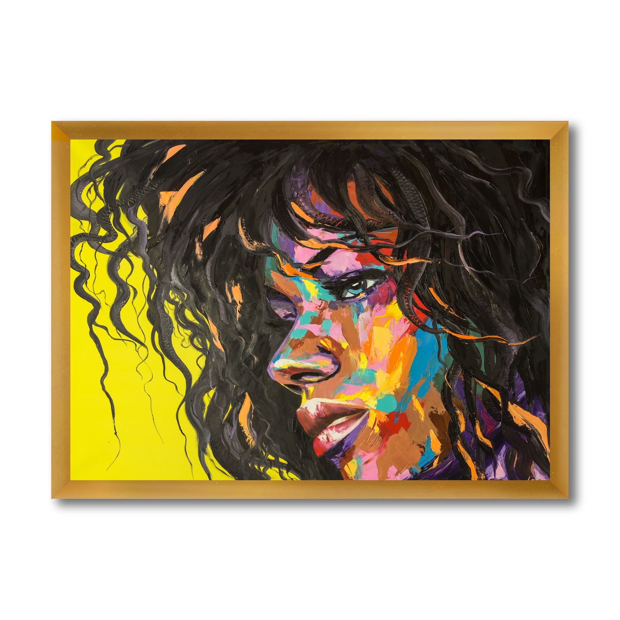 Designart 'Abstract Colorful Fantasy Portrait Of A Young Woman I' Modern Framed Art Print