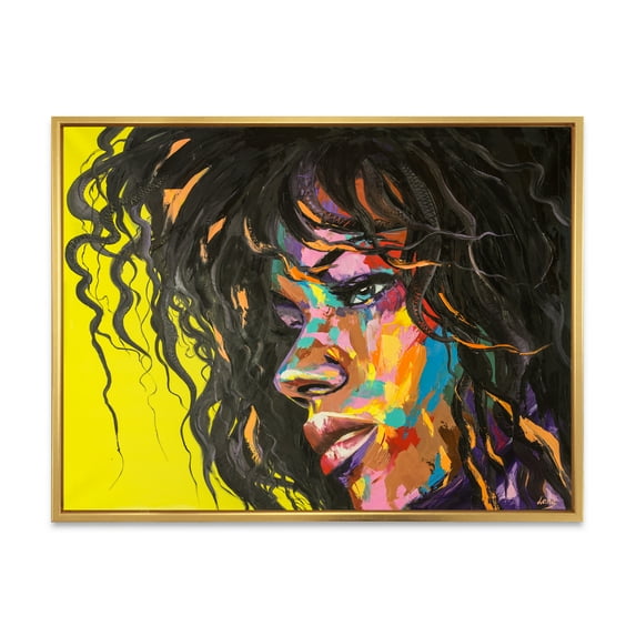 Designart 'Abstract Colorful Fantasy Portrait Of A Young Woman I' Modern Framed Canvas Wall Art Print