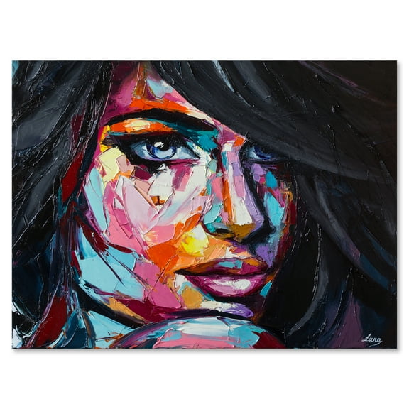 Designart ' Abstract Colorful Fantasy Portrait Of A Young Woman II ' Modern Canvas Wall Art Print