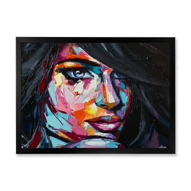 Designart 'Abstract Colorful Fantasy Portrait Of A Young Woman II' Modern Framed Art Print