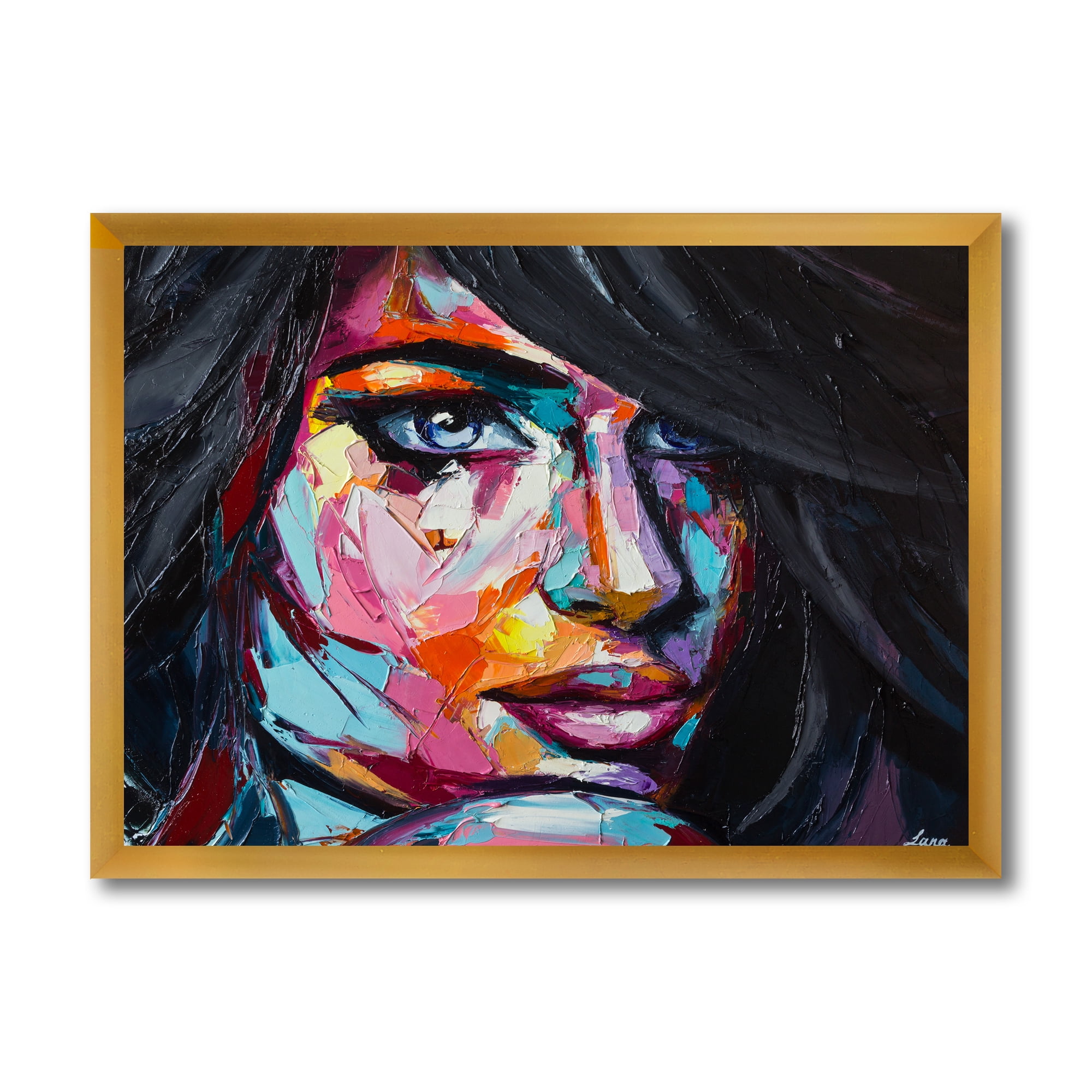 Designart 'Abstract Colorful Fantasy Portrait Of A Young Woman II' Modern Framed Art Print