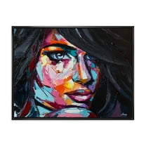 Designart 'Abstract Colorful Fantasy Portrait Of A Young Woman II' Modern Framed Canvas Wall Art Print