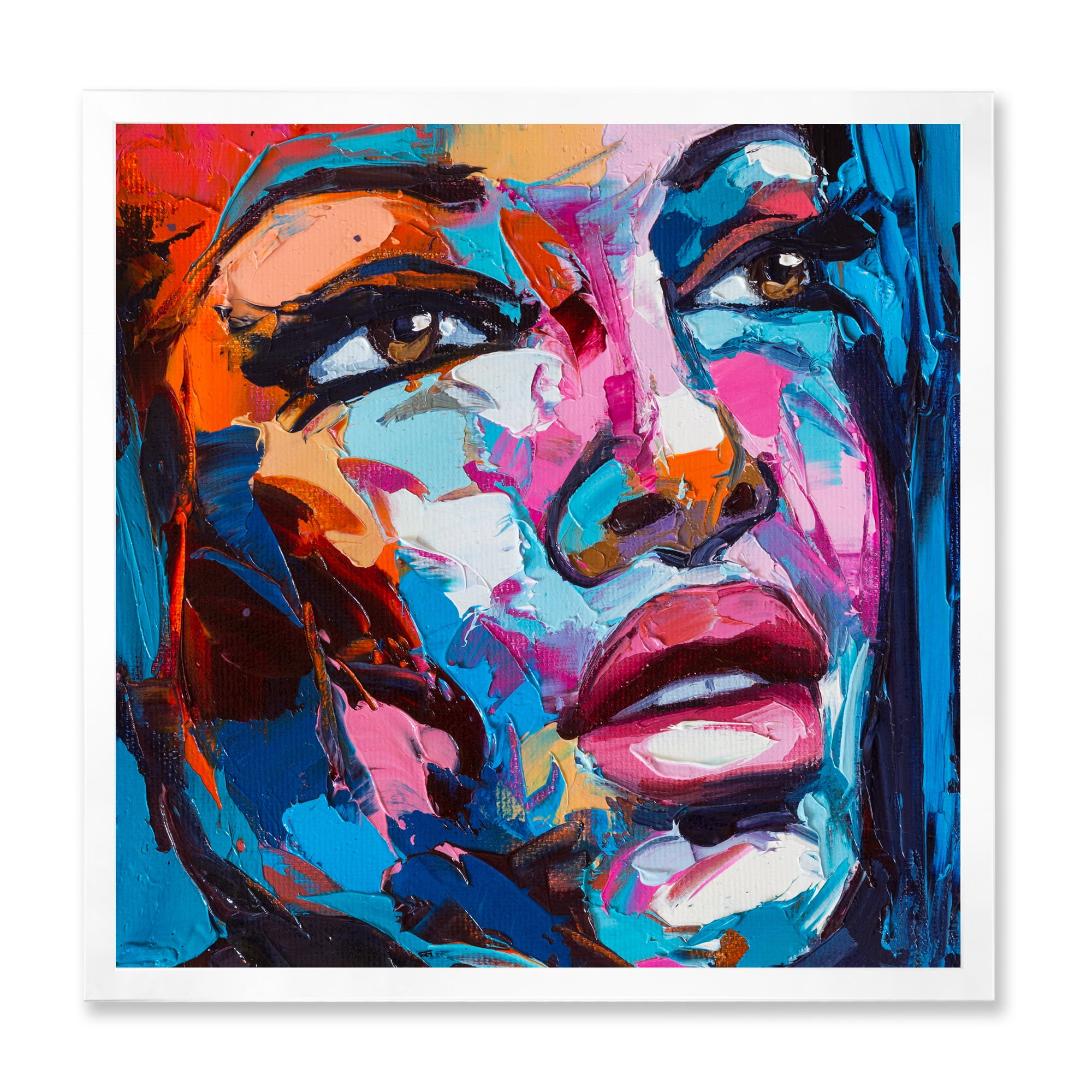 Designart 'Abstract Colorful Fantasy Portrait Of A Young Woman III' Modern Framed Art Print
