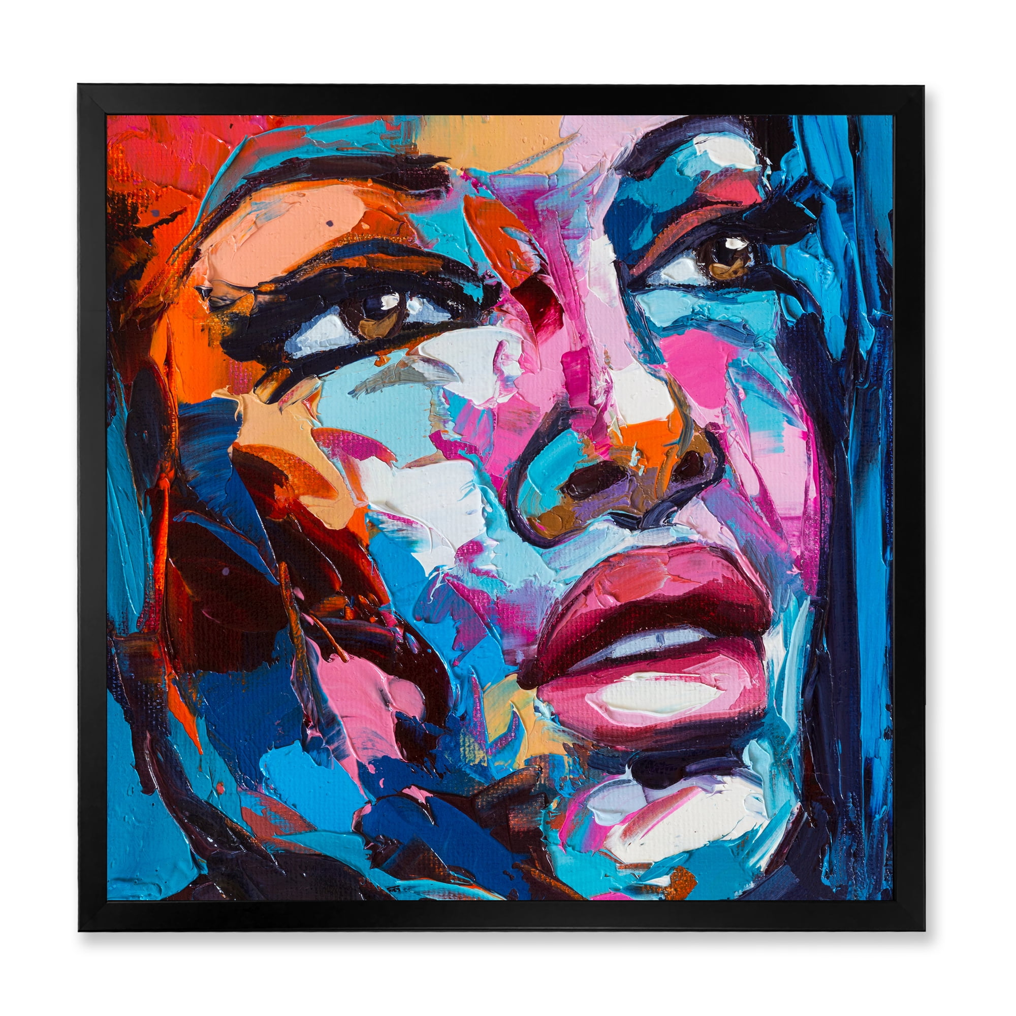 Designart 'Abstract Colorful Fantasy Portrait Of A Young Woman III' Modern Framed Art Print
