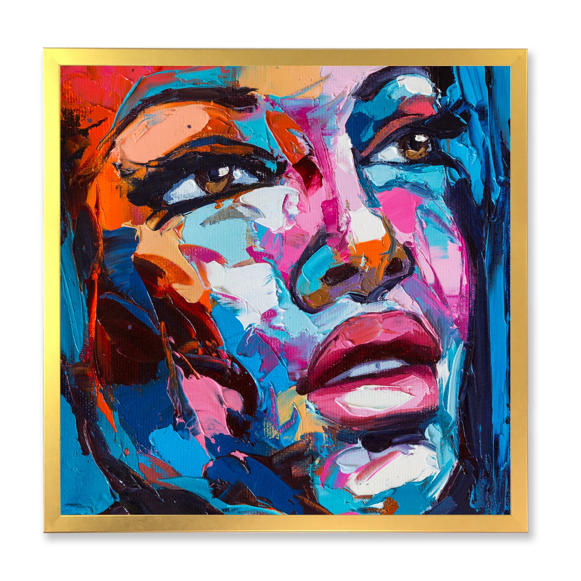Designart 'Abstract Colorful Fantasy Portrait Of A Young Woman III' Modern Framed Art Print