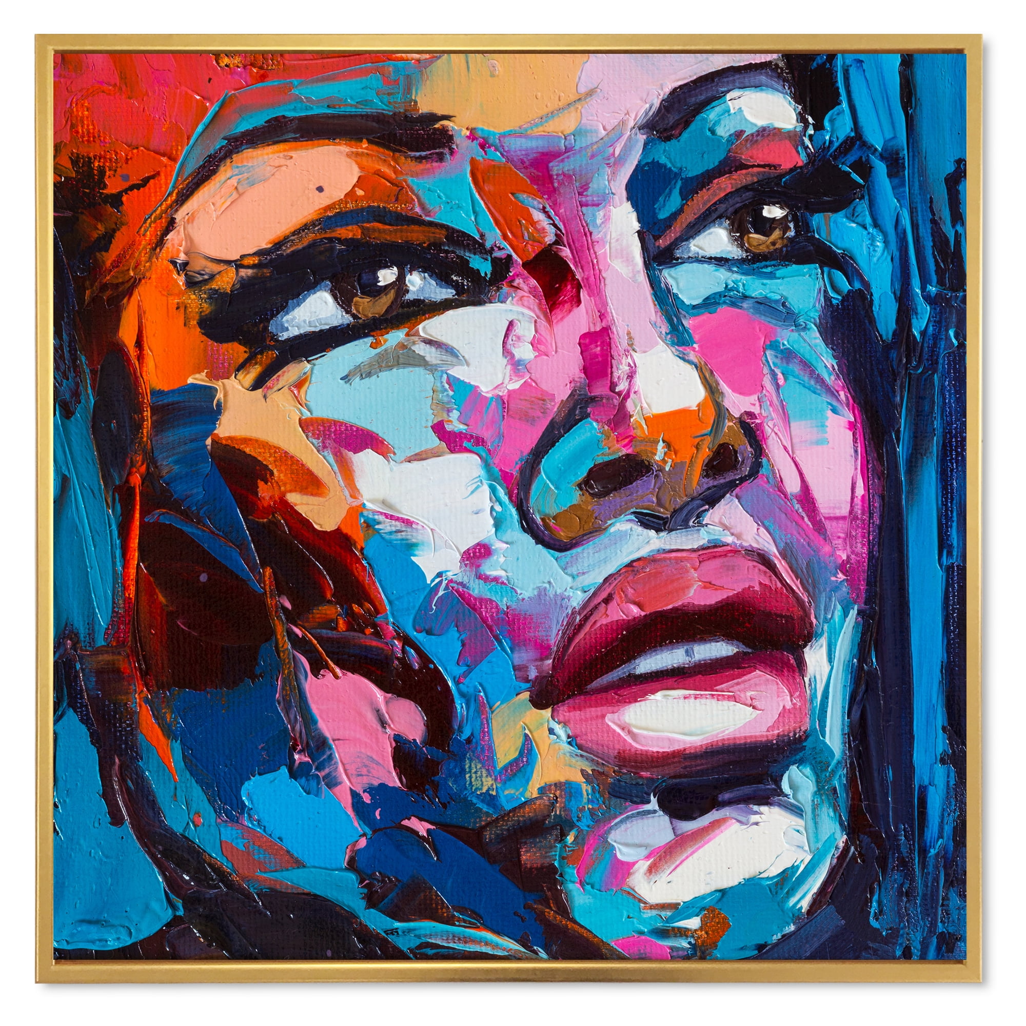 Designart 'Abstract Colorful Fantasy Portrait Of A Young Woman III' Modern Framed Canvas Wall Art Print