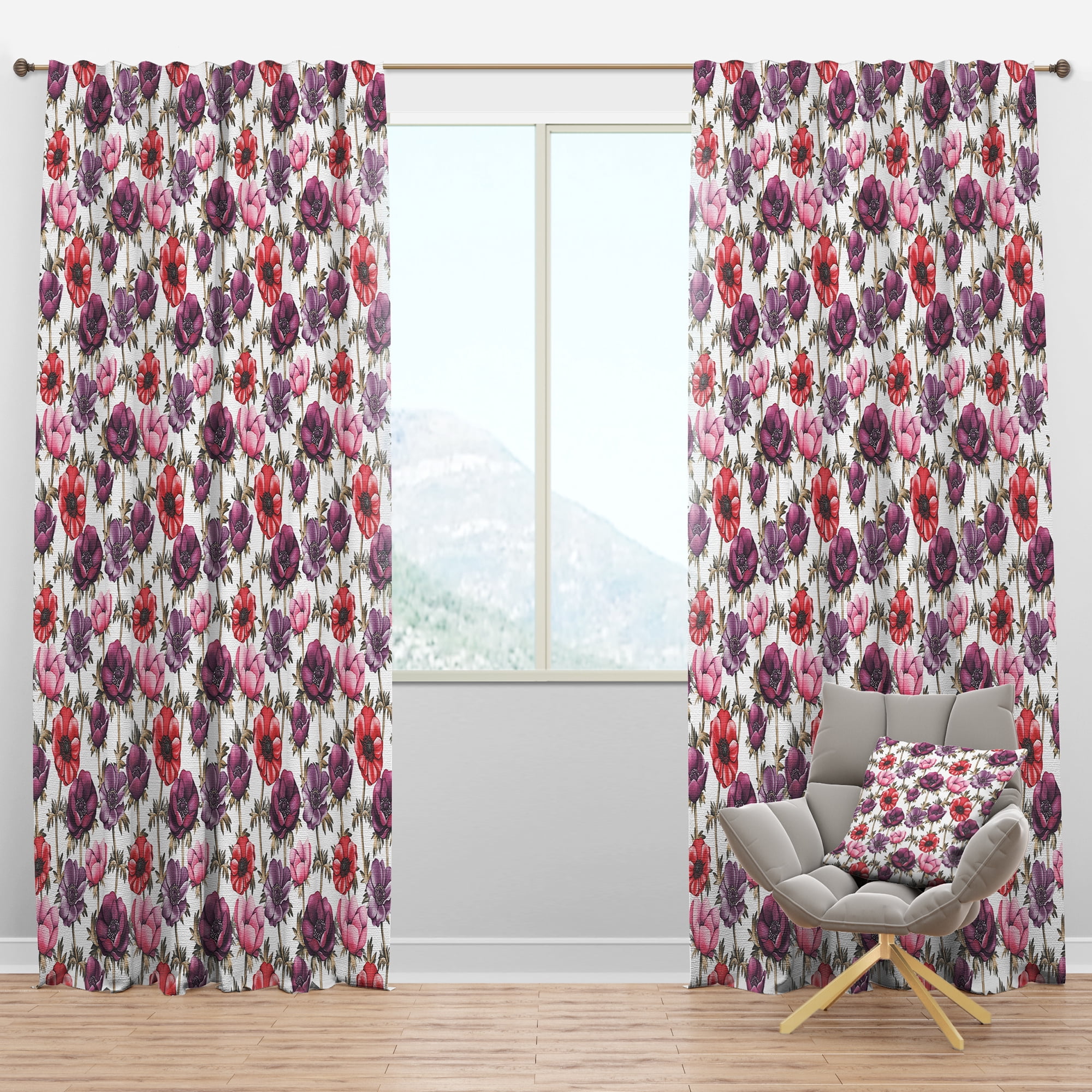 Designart 'Abstract Colorful Floral Pattern' Floral Blackout Curtain Panel