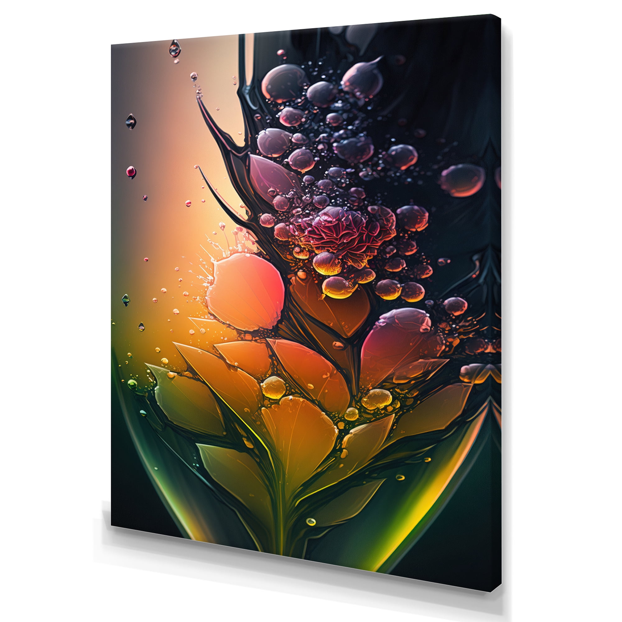 Designart Abstract Colorful Flowers Canvas Wall Art