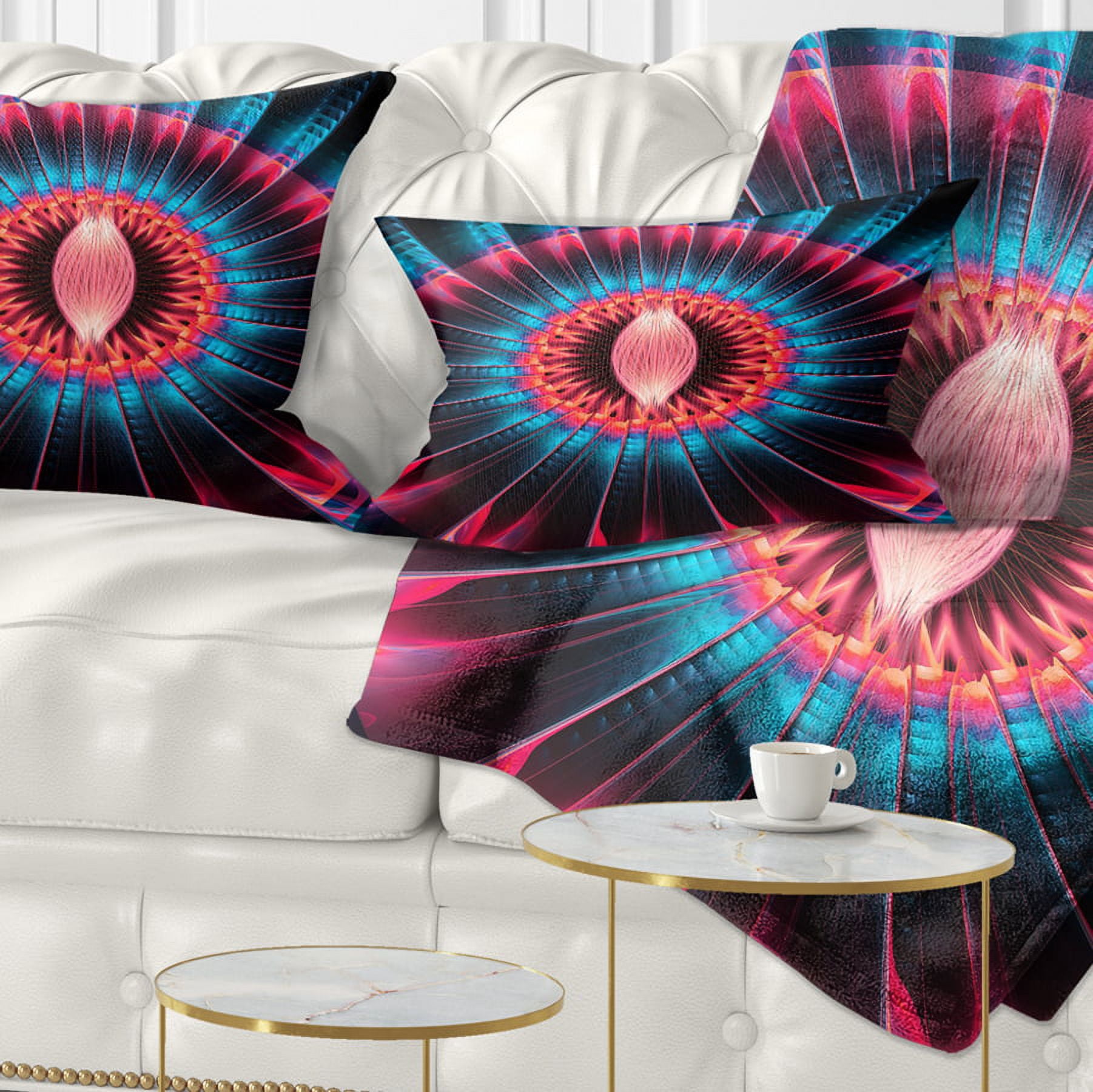 Designart Abstract Colorful Fractal Flower - Floral Throw Pillow - 12x20
