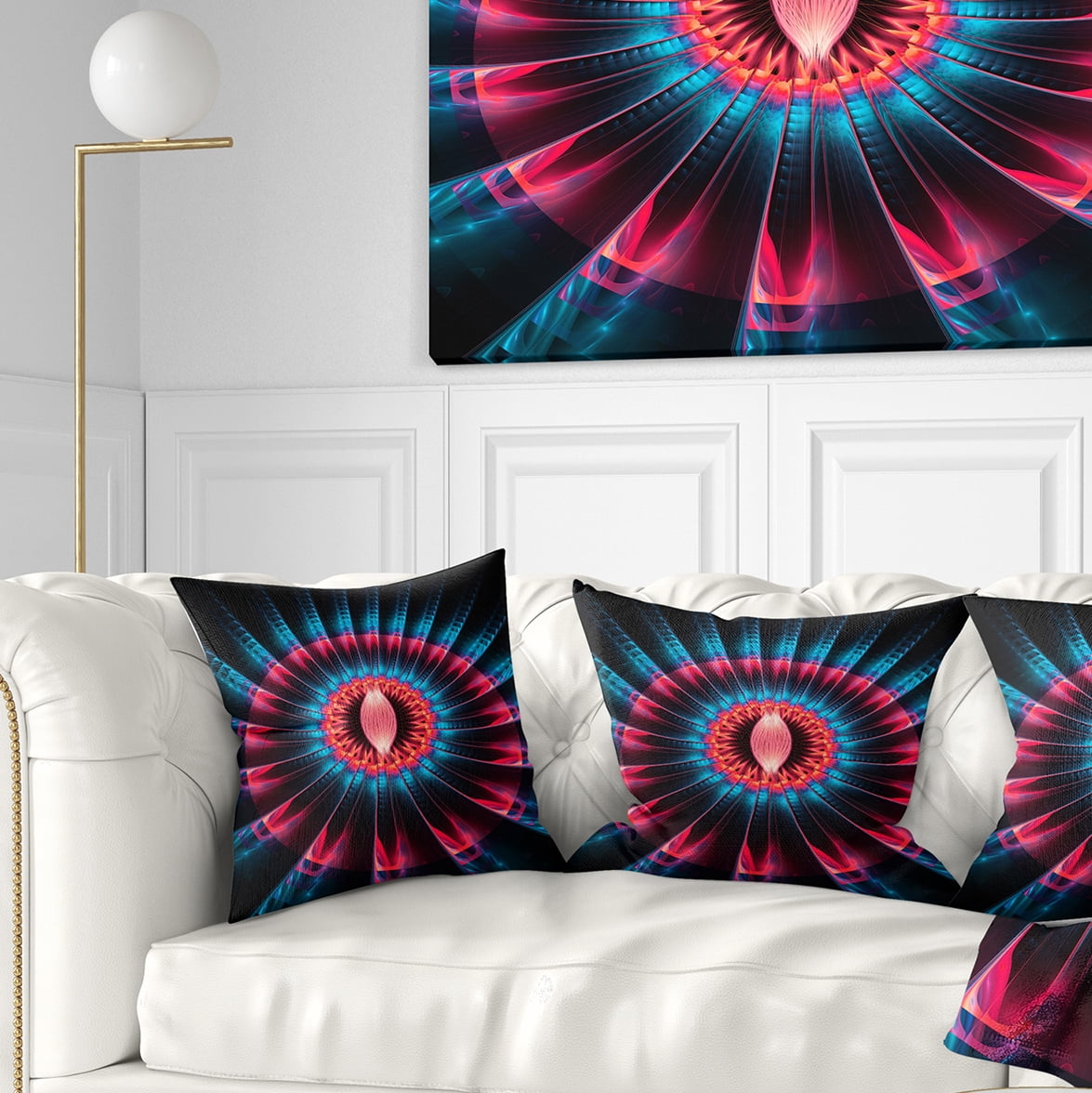 Designart Abstract Colorful Fractal Flower - Floral Throw Pillow - 18x18