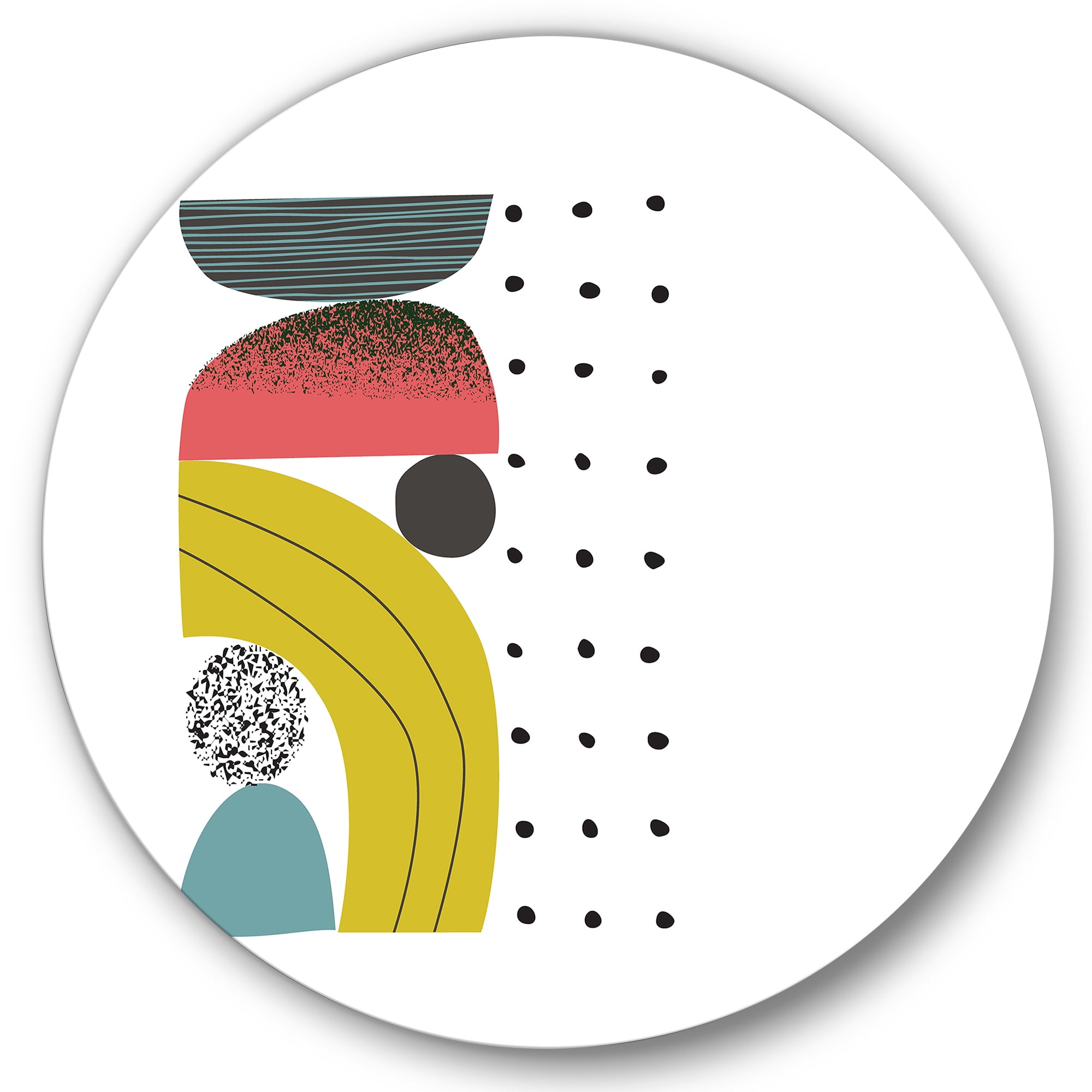 Designart 'Abstract Colorful Geometric Art Collage I' Modern Circle Metal Wall Art 36x36 - Disc of 36