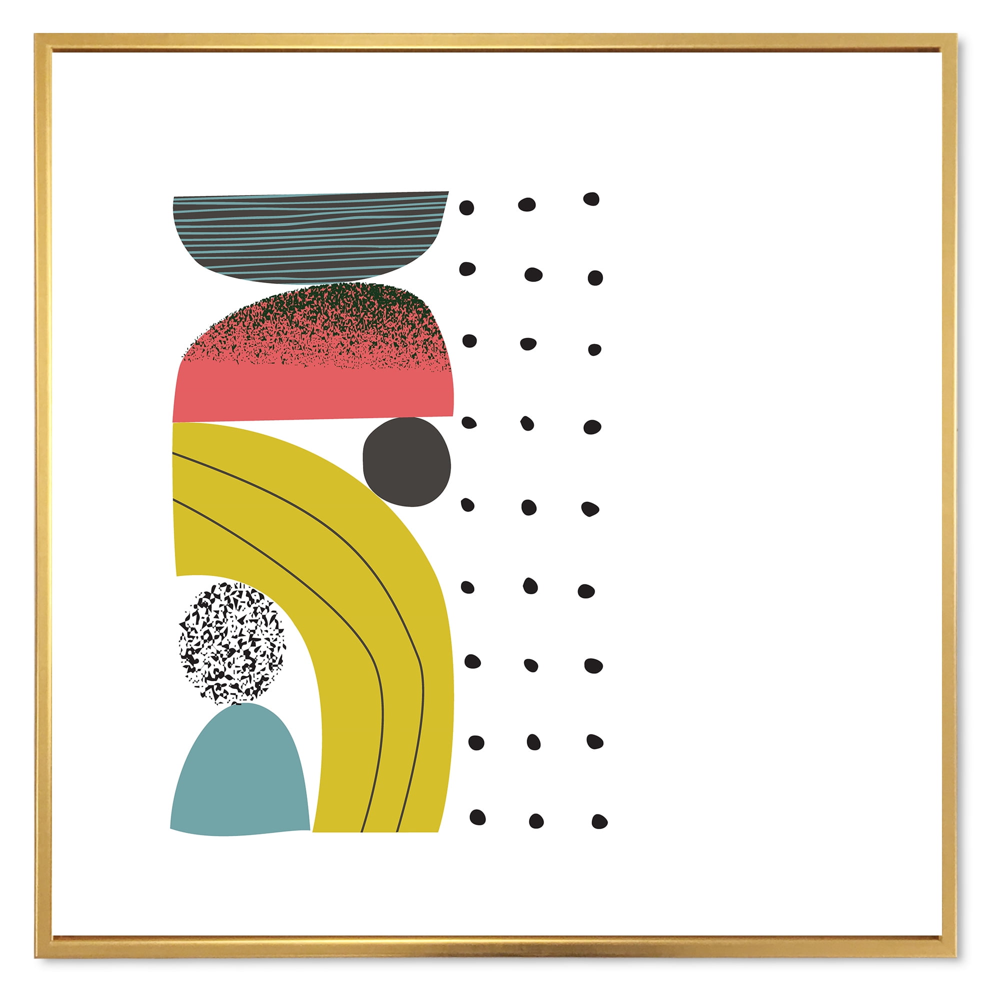 Designart 'Abstract Colorful Geometric Art Collage I' Modern Framed Canvas Wall Art Print